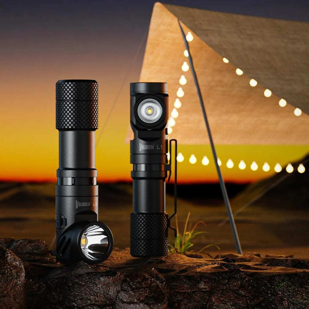 L1 2000 Lumens Flashlight - Dual Light Sources Flashlight with 180° Rotating Head
