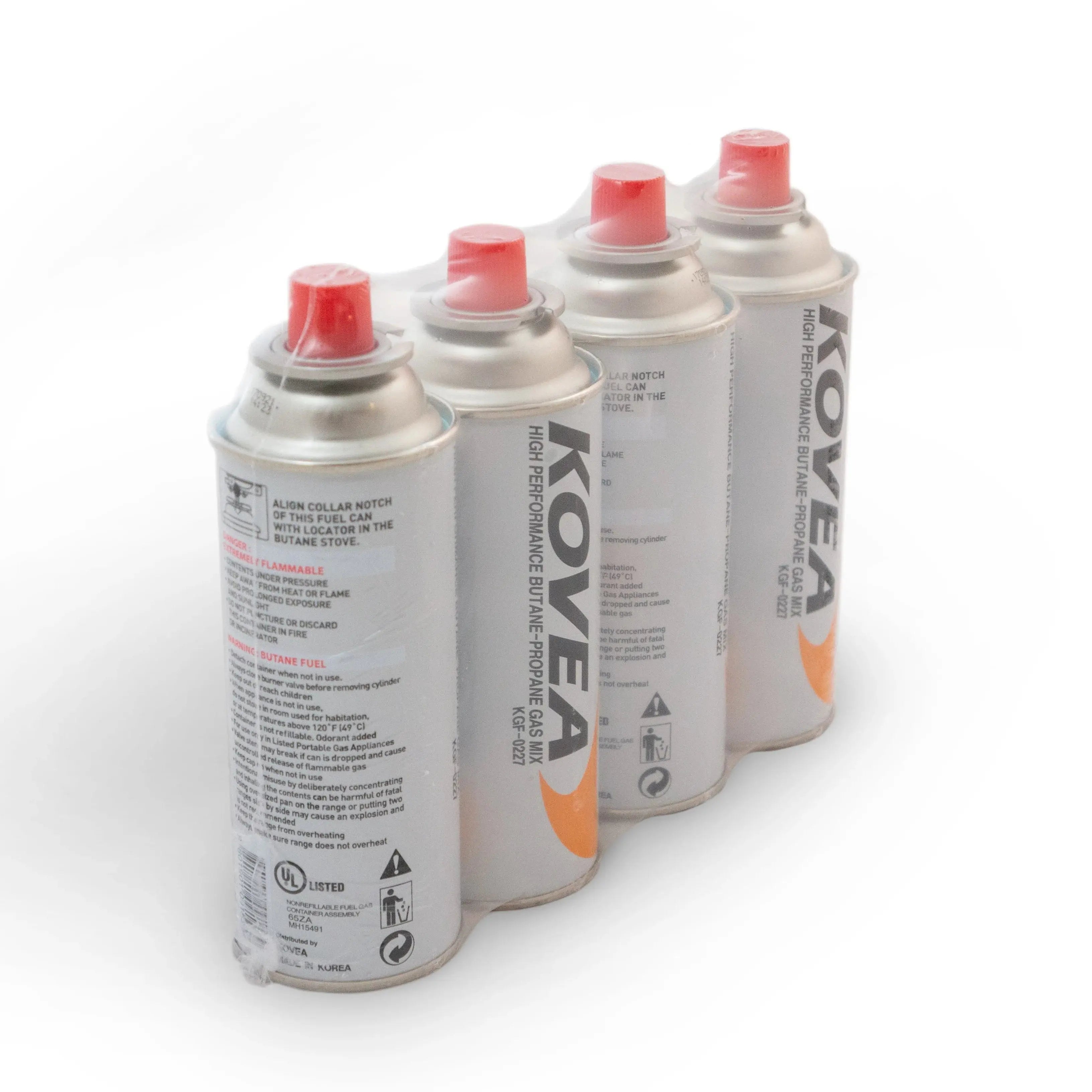 Nozzle Style Butane Gas Canister 8oz (227g) - 4 Pack - Kovea