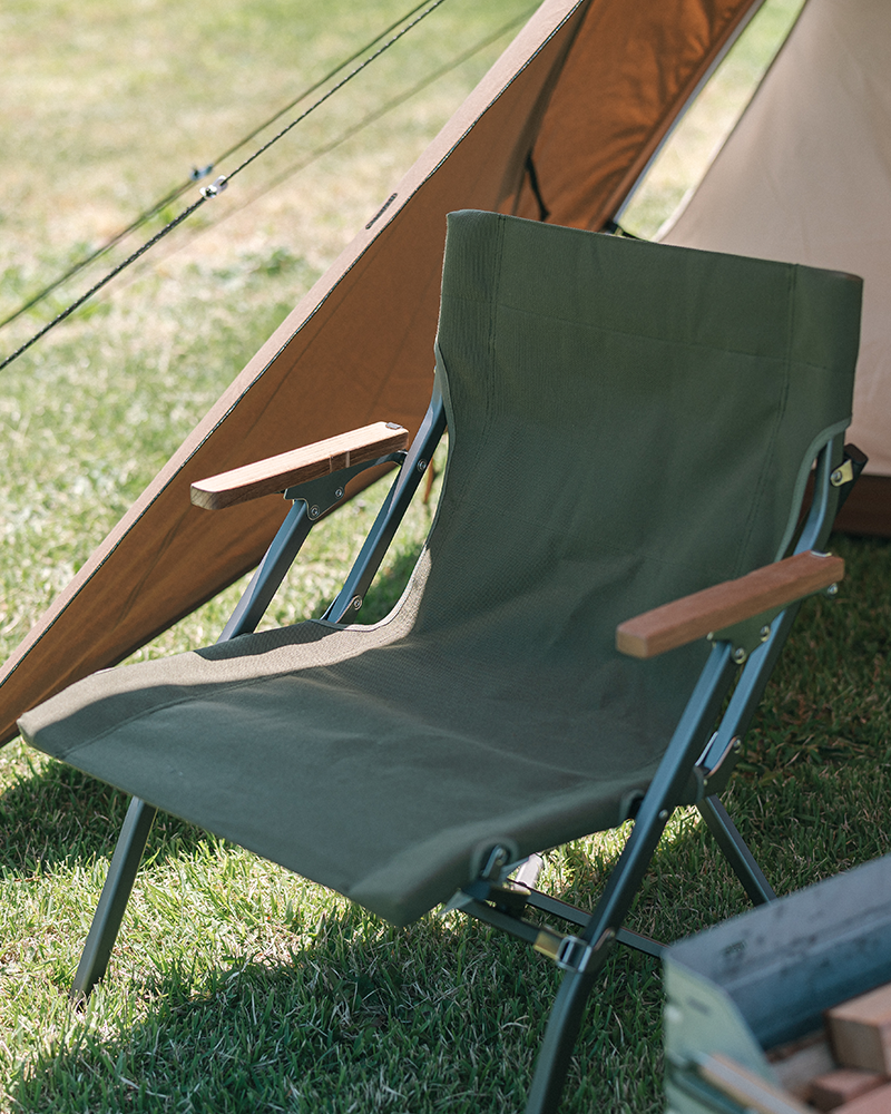 Chaise de plage basse de luxe en vert foncé