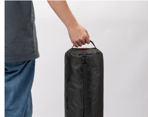 Carrying the storage case by its handle