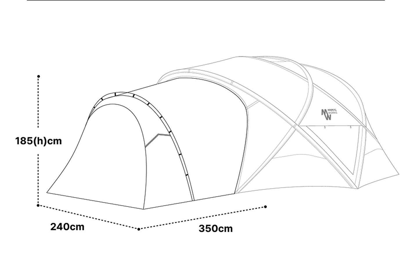 Shelter GM vestibule front dimension diagram