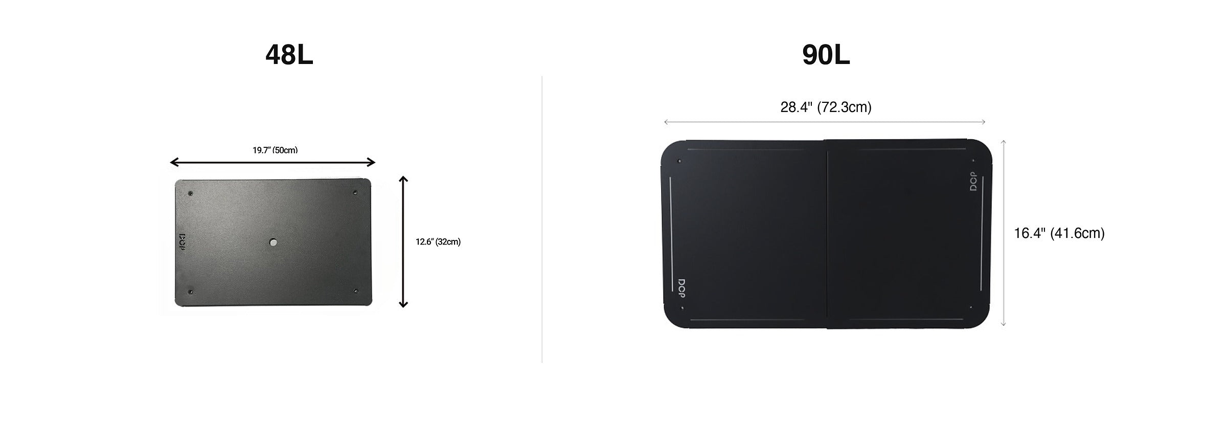 TableTop- Metal size comparison - 48L 19.7 x 12.6 in (50 x 32 cm) / 90L 28.4 x 16.4 in (72.3 x 41.6 cm)