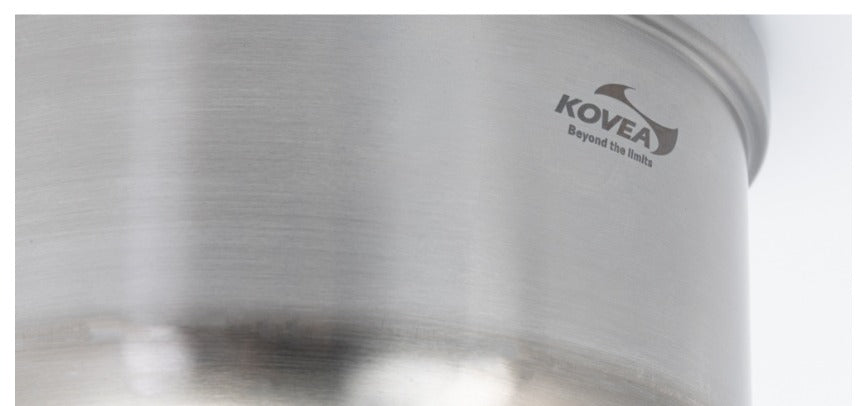 Close-up of the KOVEA logo and Made in Korea stamp on the pot