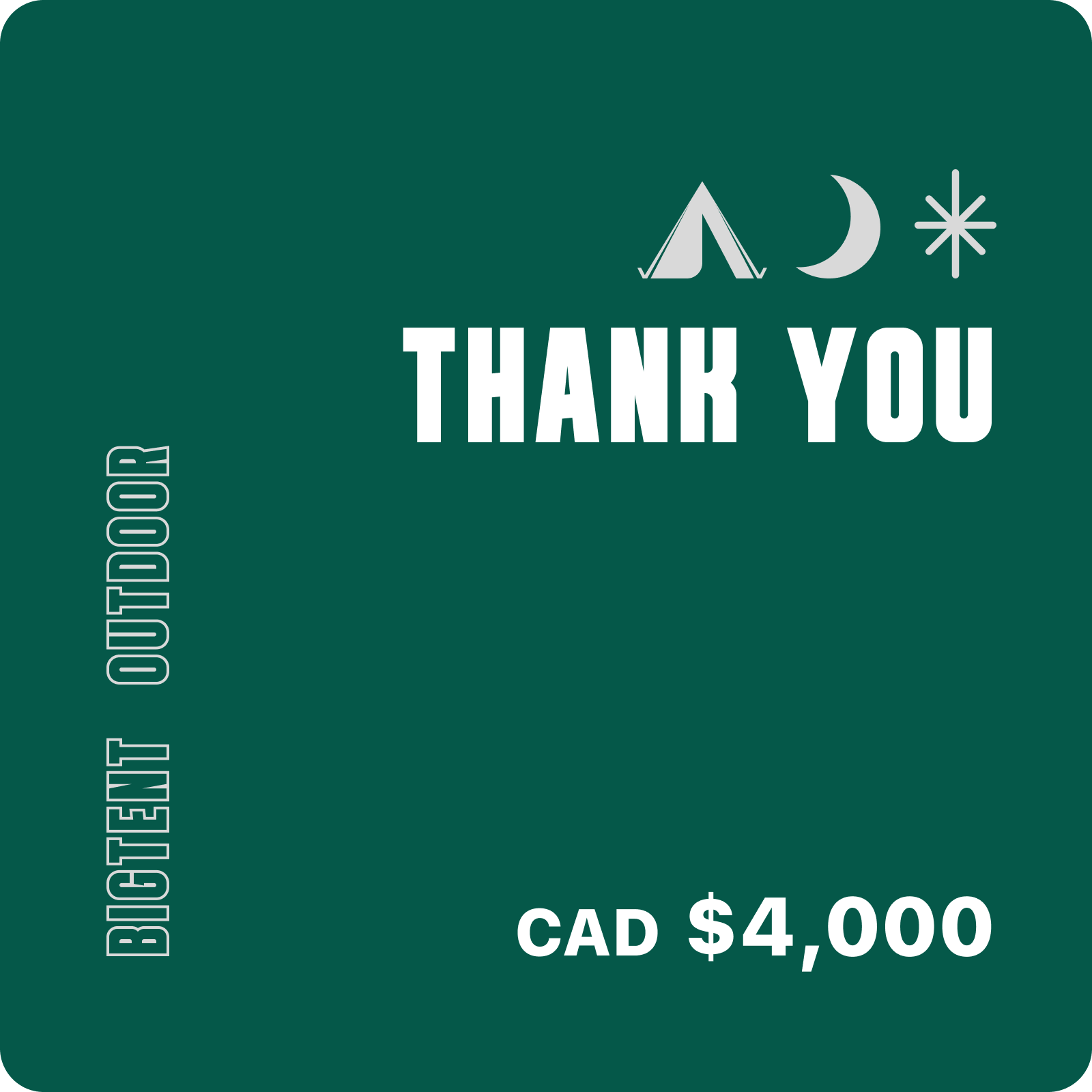 Bigtent Gift Card $4000 CAD