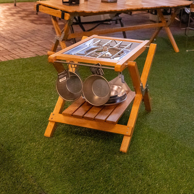 One Burner Hardwood Table