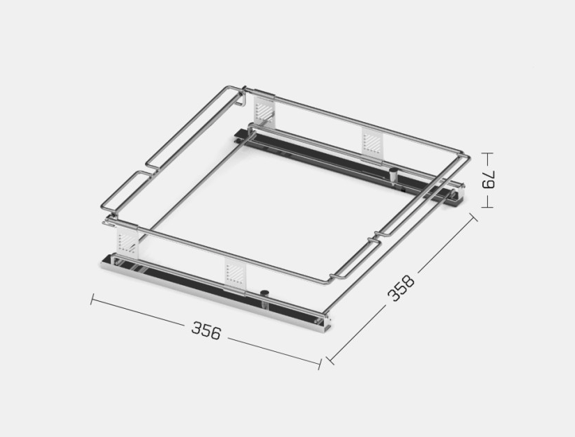 BUENOFE IGT Rail Frame 1.5 dimension drawing showing 356 by 358 by 79 millimetres