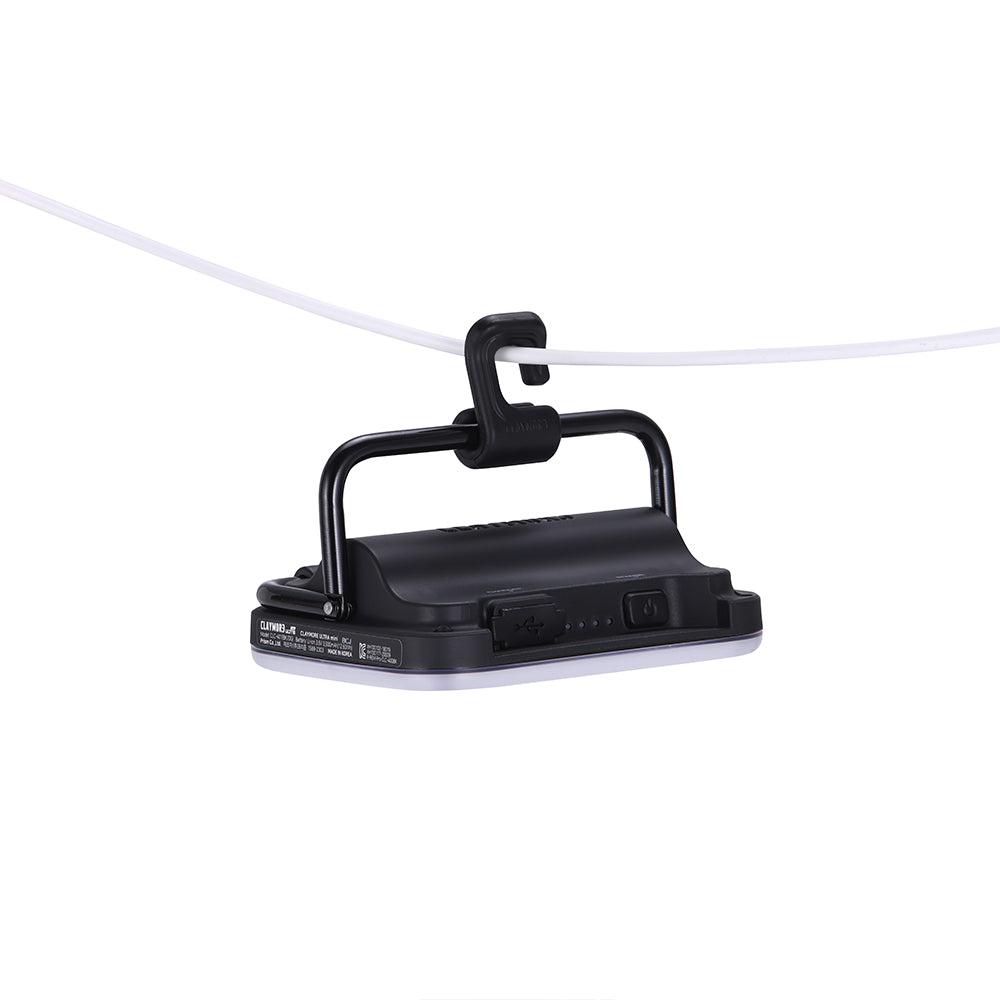 ULTRA MINI hanging from a line by its detachable hook