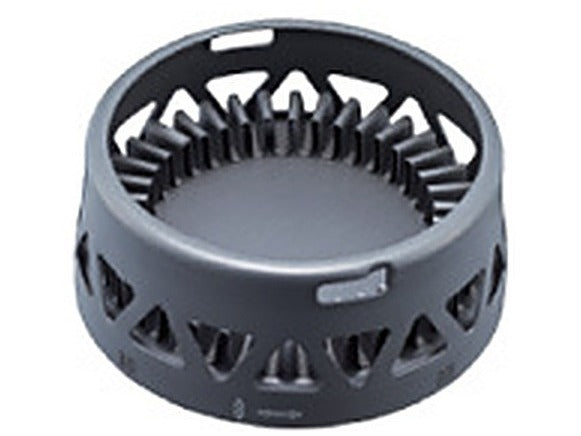 Close-up of the finned heat exchanger base on the Alpine Pot Wide Up