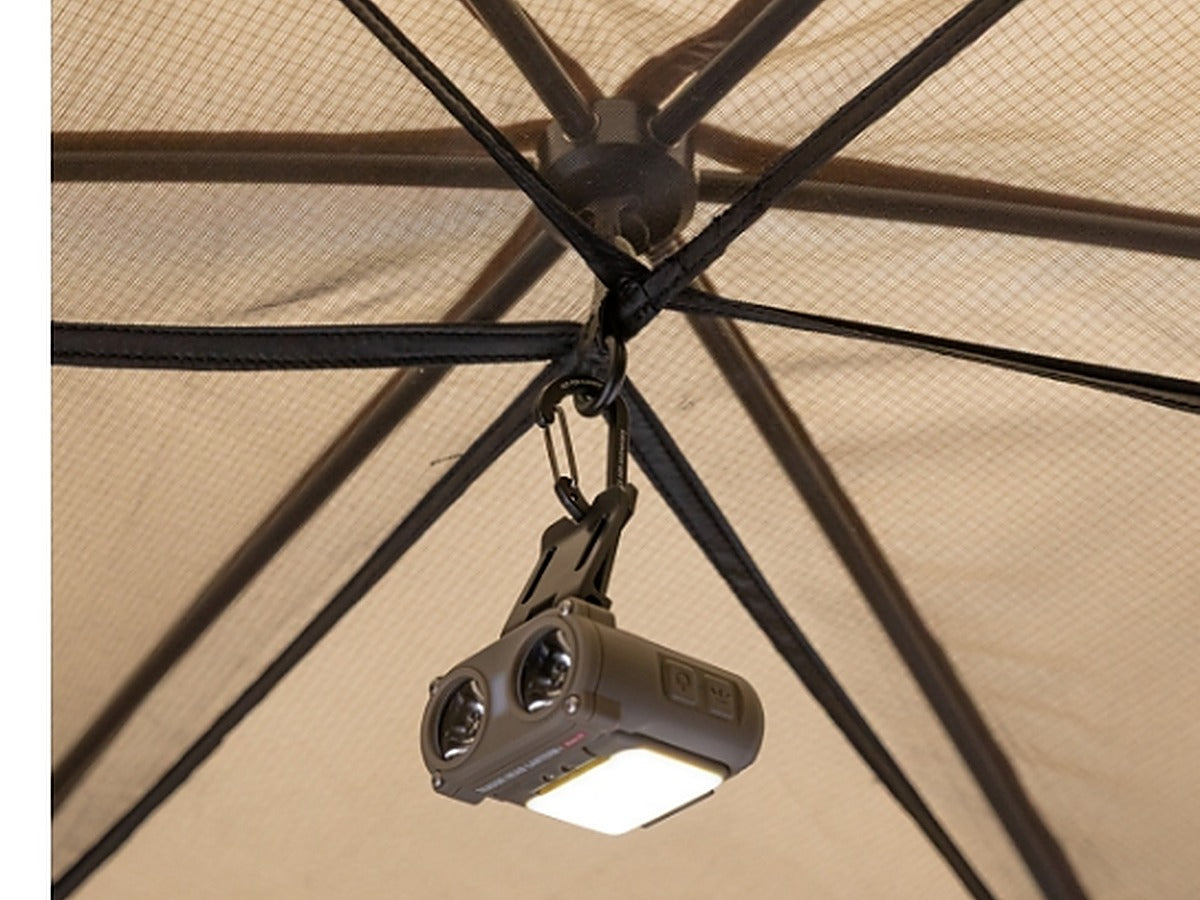 Lantern hanging from the O-ring at the ceiling hub