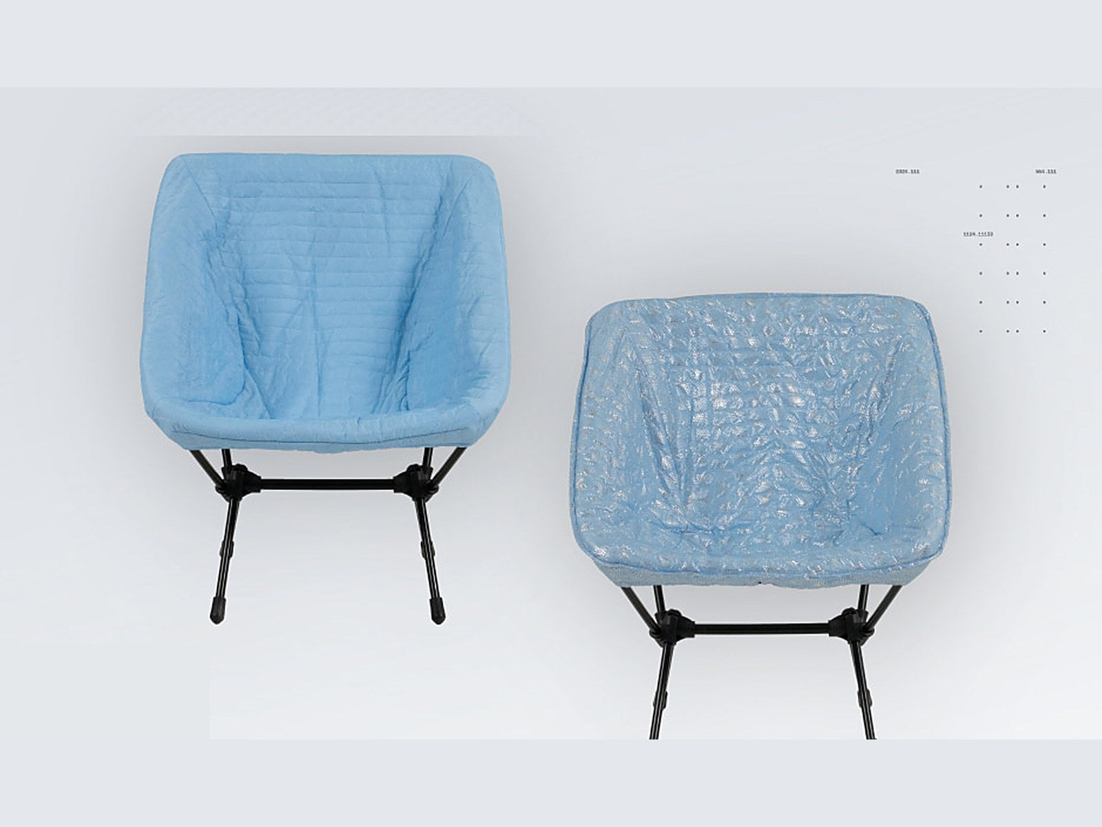 Reversible DEOS Chair Warmer in sky blue — quilted face and heat-reflective side