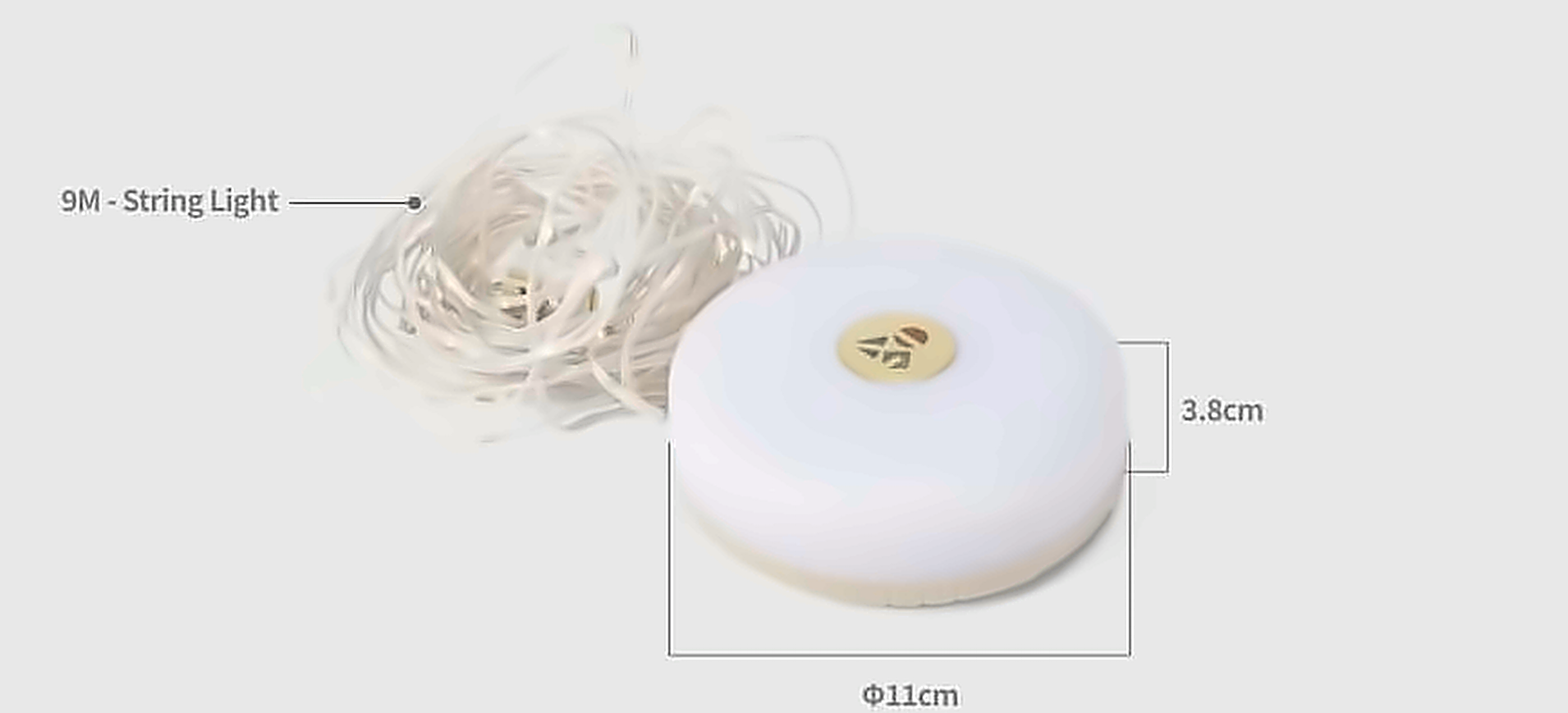 Evernine Lily Lantern dimensions, 11cm diameter by 3.8cm height with 9m string light
