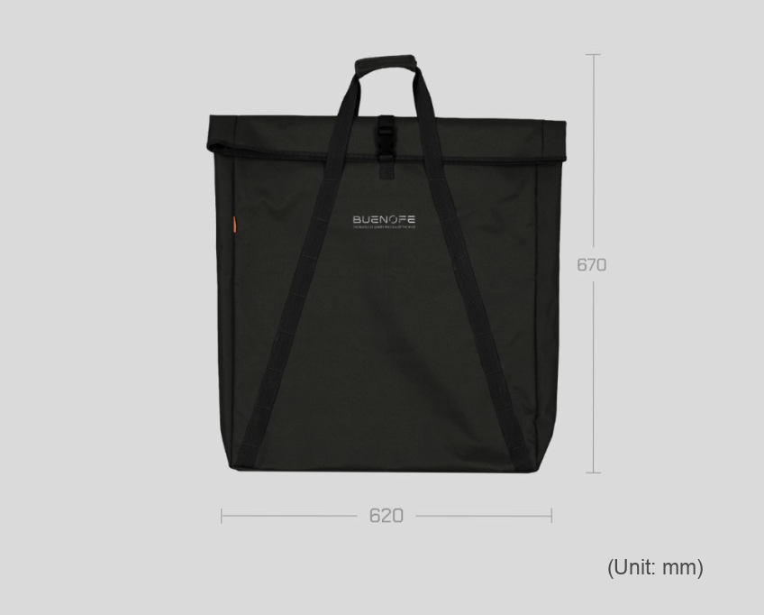 FLOW folding chair roll-top storage bag dimensions: 620 mm wide x 670 mm high