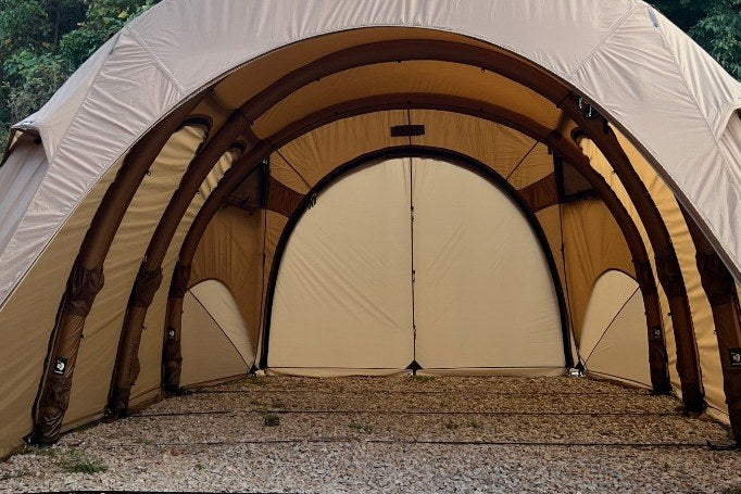 Gopamir T720+ Living Air Shelter, Sand Brown, spacious arched interior with standing room