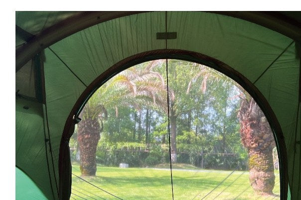 Gopamir T720+ Living Air Shelter, Dark Green, mesh door panel with a panoramic view out