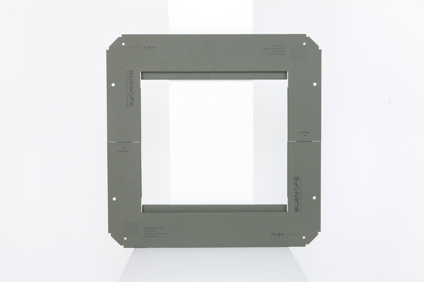 BUENOFE IGT Connect Table 1.5 in an olive-green finish shown front-on as an open square aluminum connector frame on a white studio background.