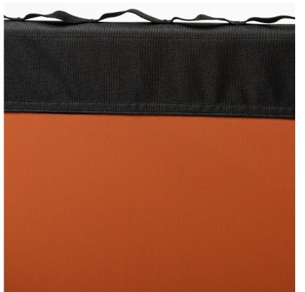 Close-up of the orange pigment-coated base fabric