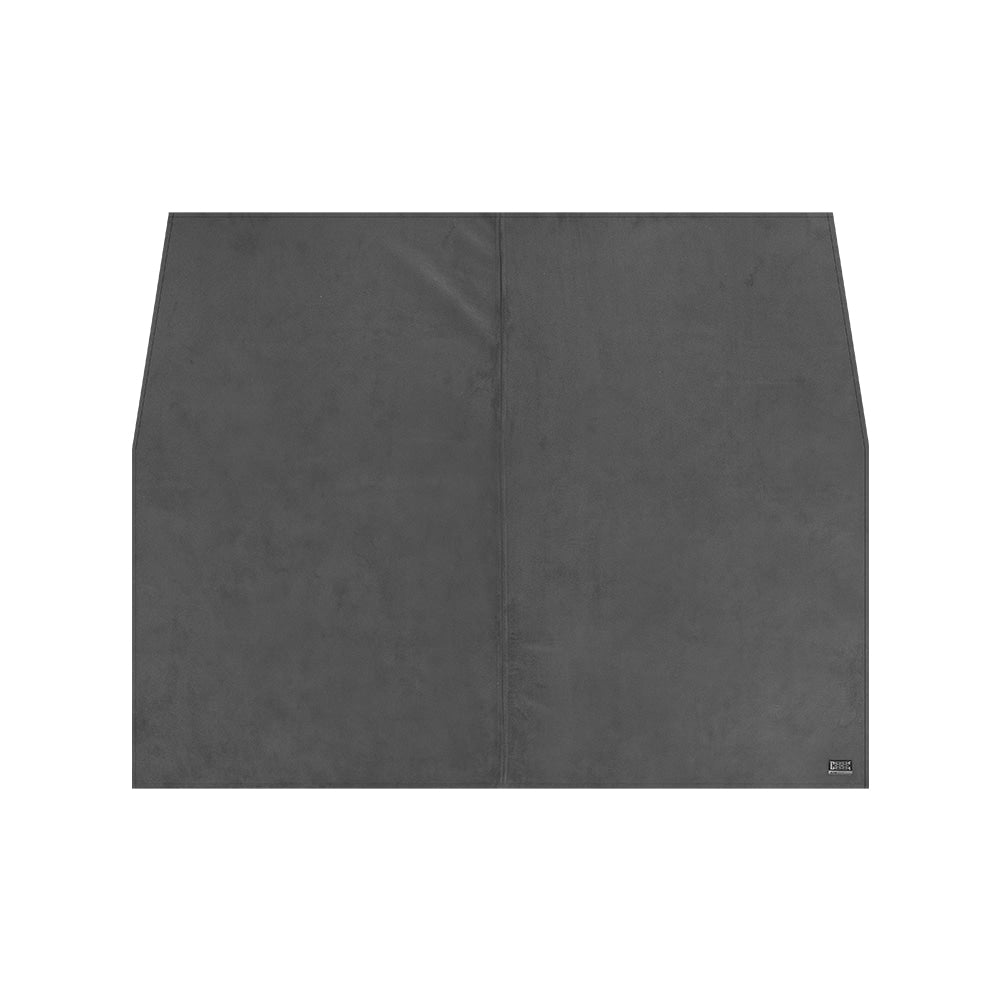 Kazmi AON Albion inner rug mat laid in the tent, charcoal floor rug