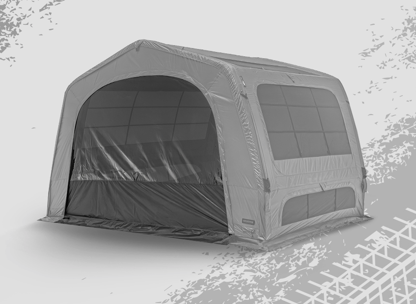Vestibule with Smog TPU window panel installed showing daylight interior