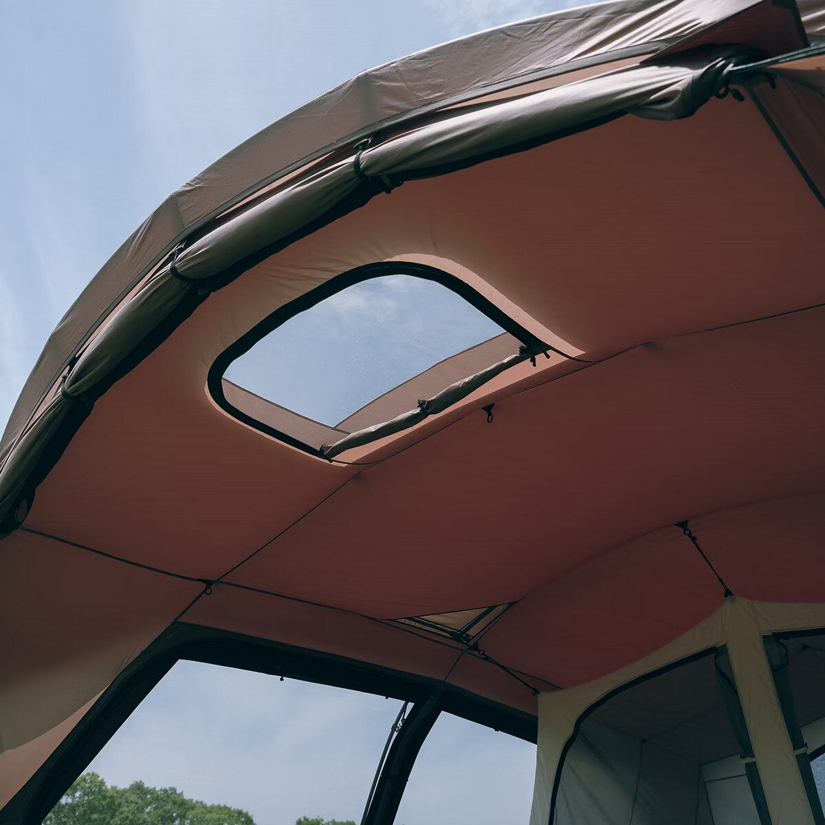 Land Lock X, Brown, close-up of the new skylight on the roof