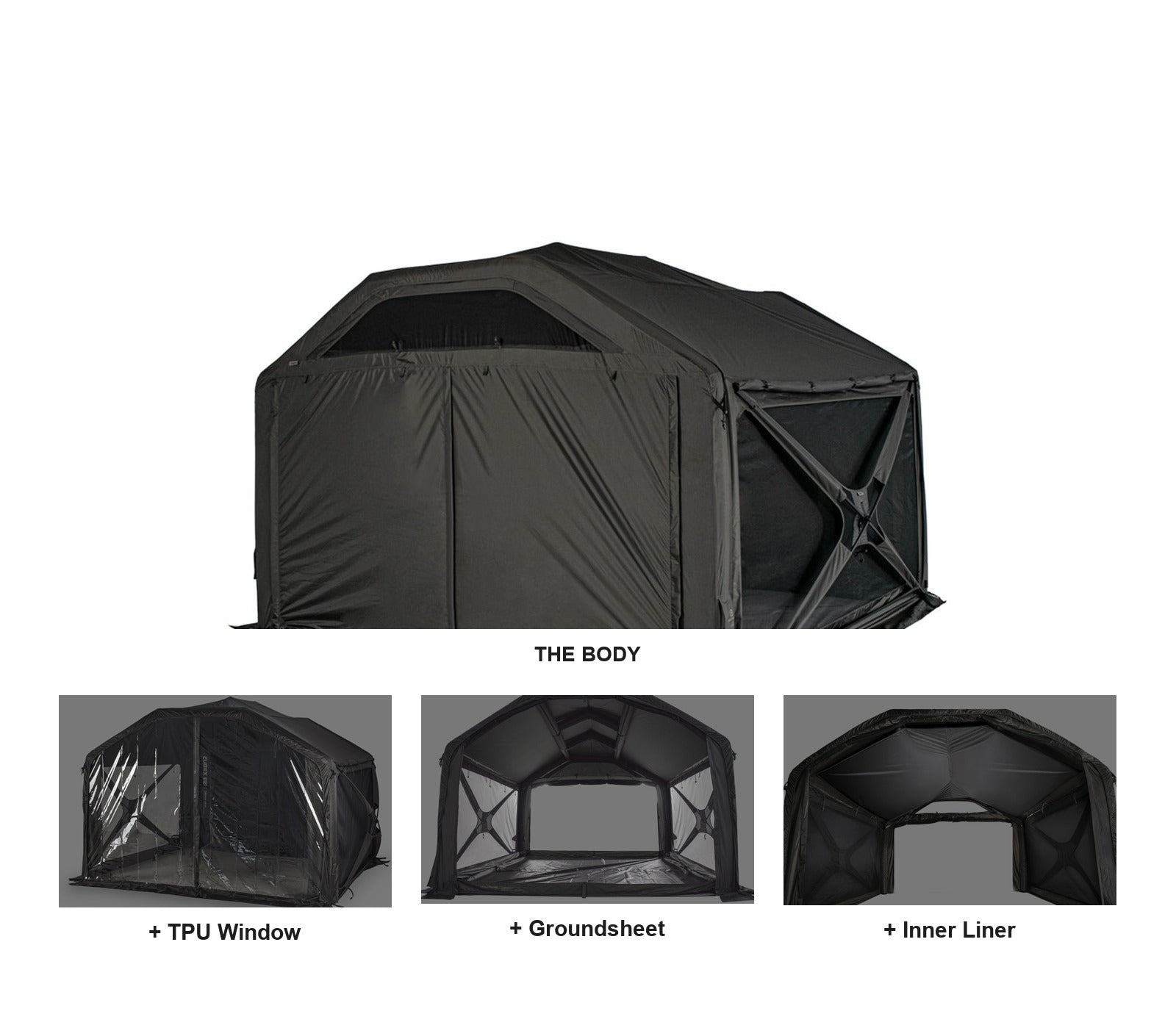 Modular accessory ecosystem: TPU window, groundsheet, inner liner separately
