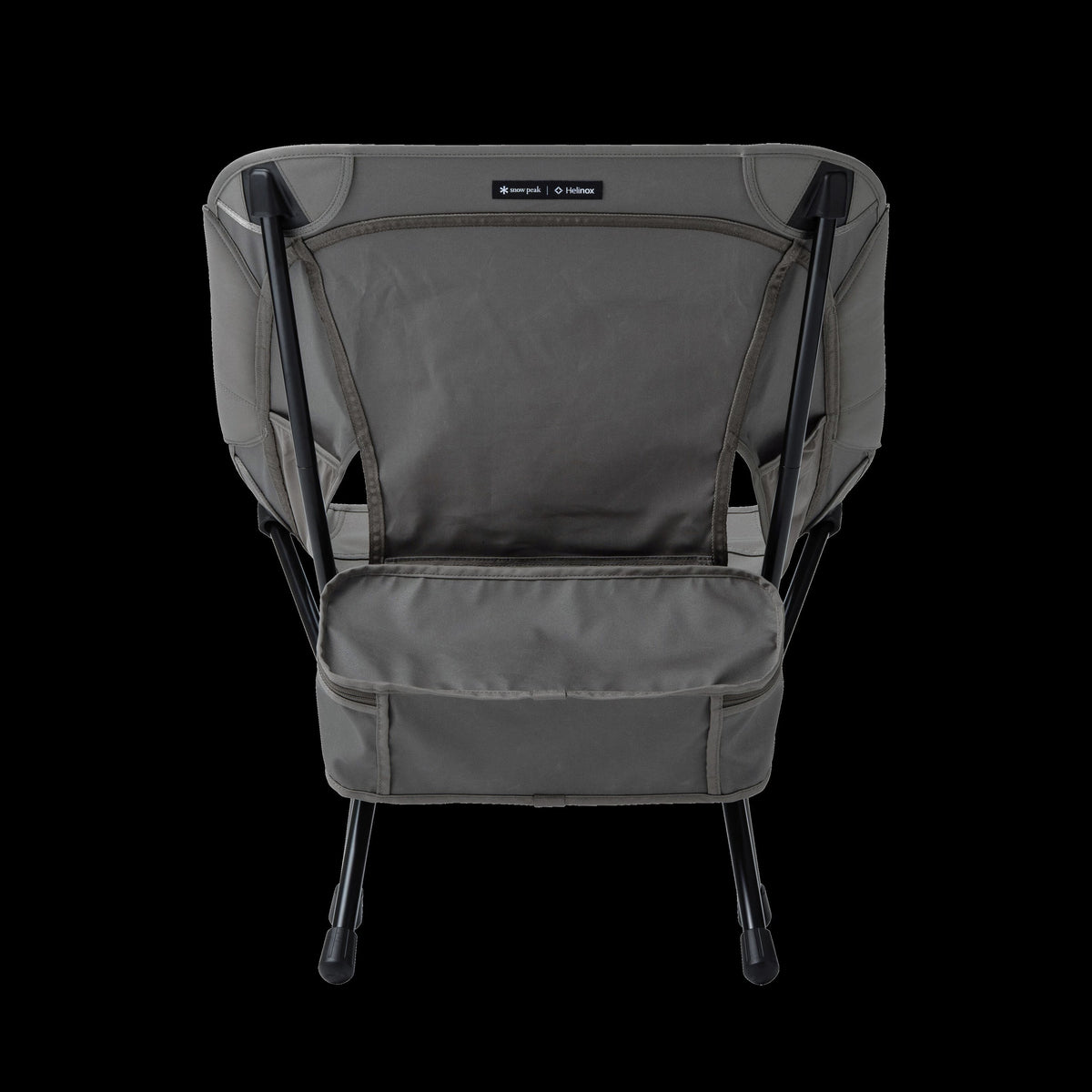 Noga Chair, Greige, rear view showing the seat-pad-integrated packable case