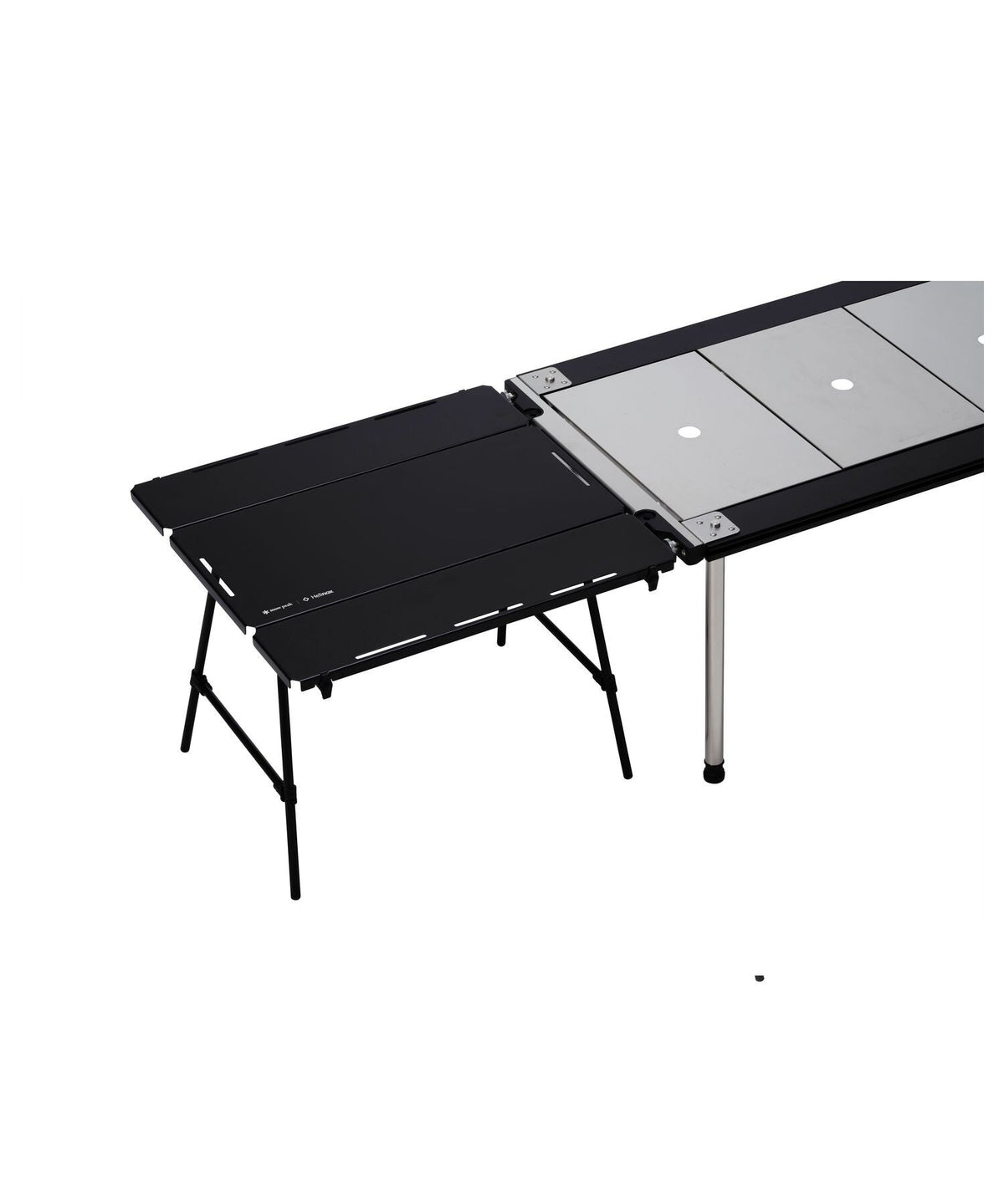 Noga Table, Black, joined end-to-end with an IGT table to extend the surface