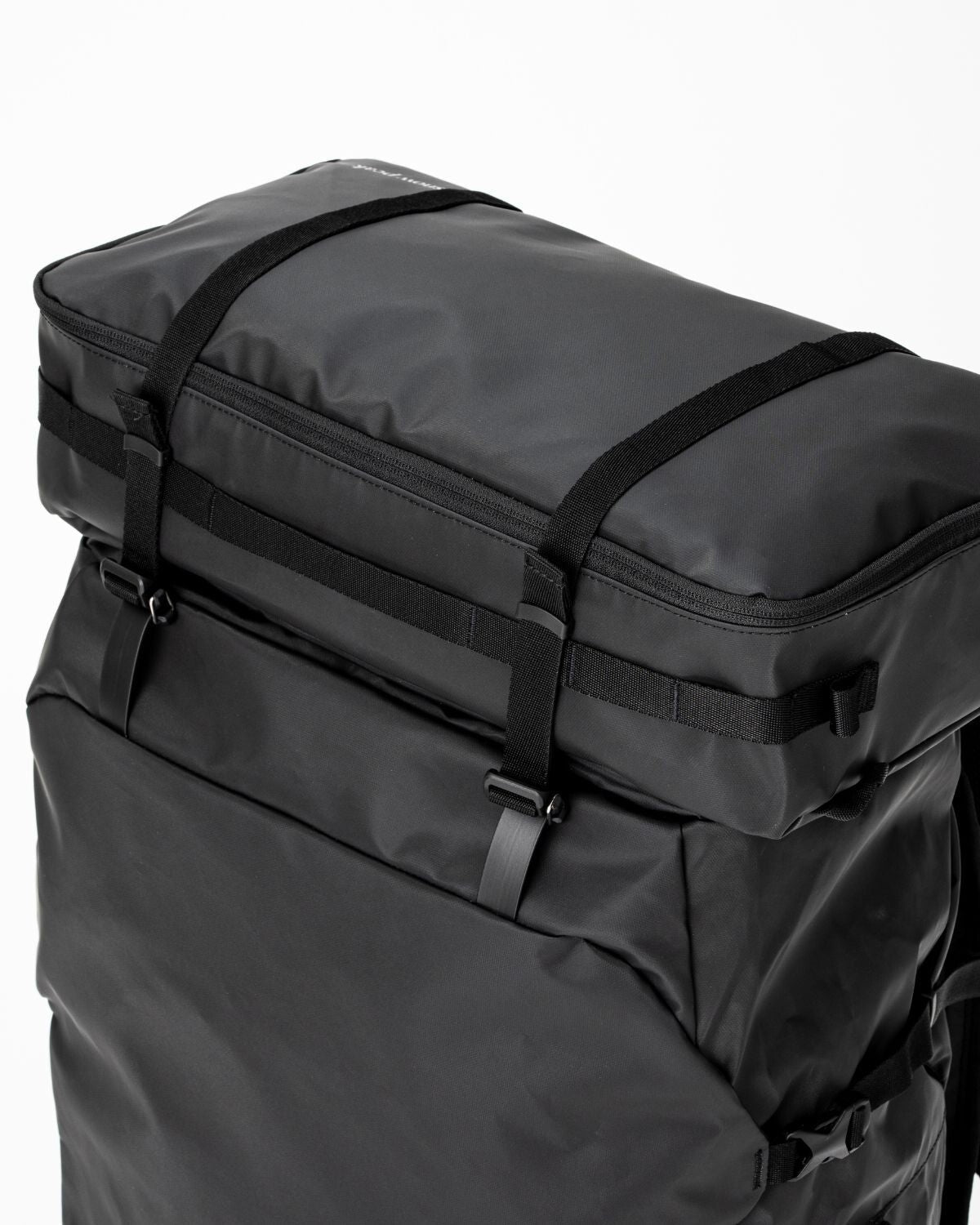 OT Duffel Bag, Black, side compression straps cinched down
