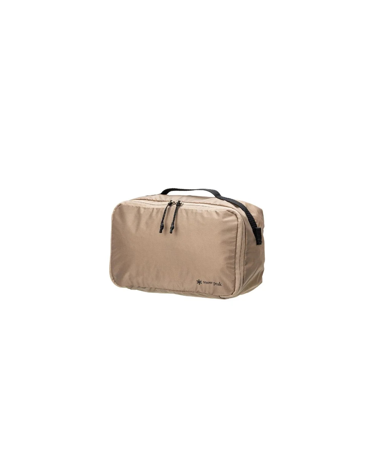 OT Packing Cube, Medium, tan nylon cube with a black top handle and zip