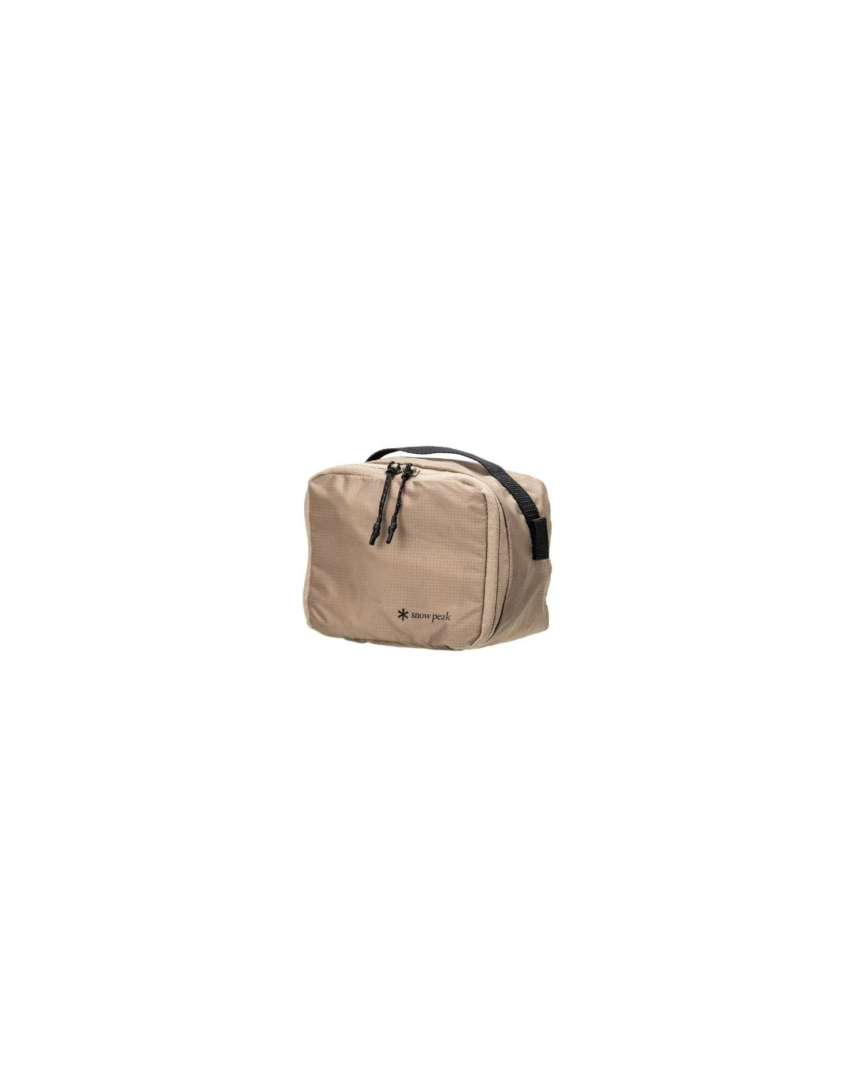 OT Packing Cube, Small, tan nylon cube with a black top handle and zip