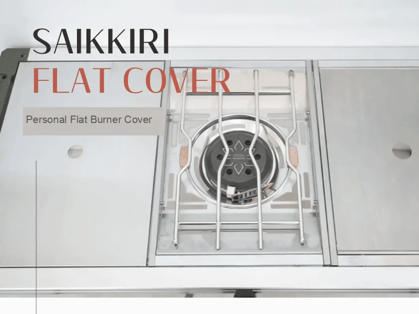 Sliding the included stainless Flat Cover over the Personal Flat Burner