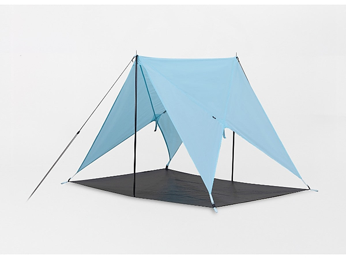 Roof shield rigged as a tarp over the ground sheet