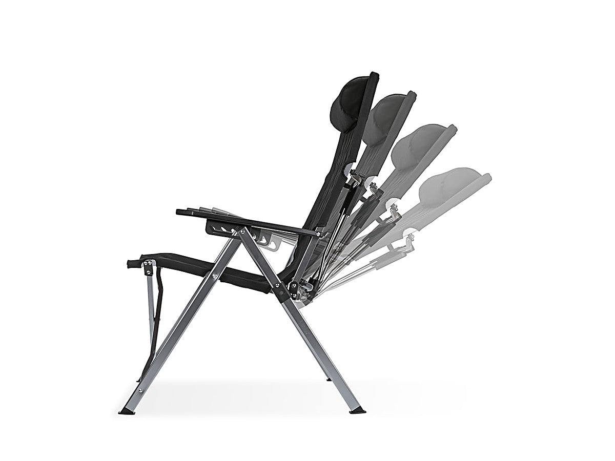 Close-up of the notched bracket with four recline positions