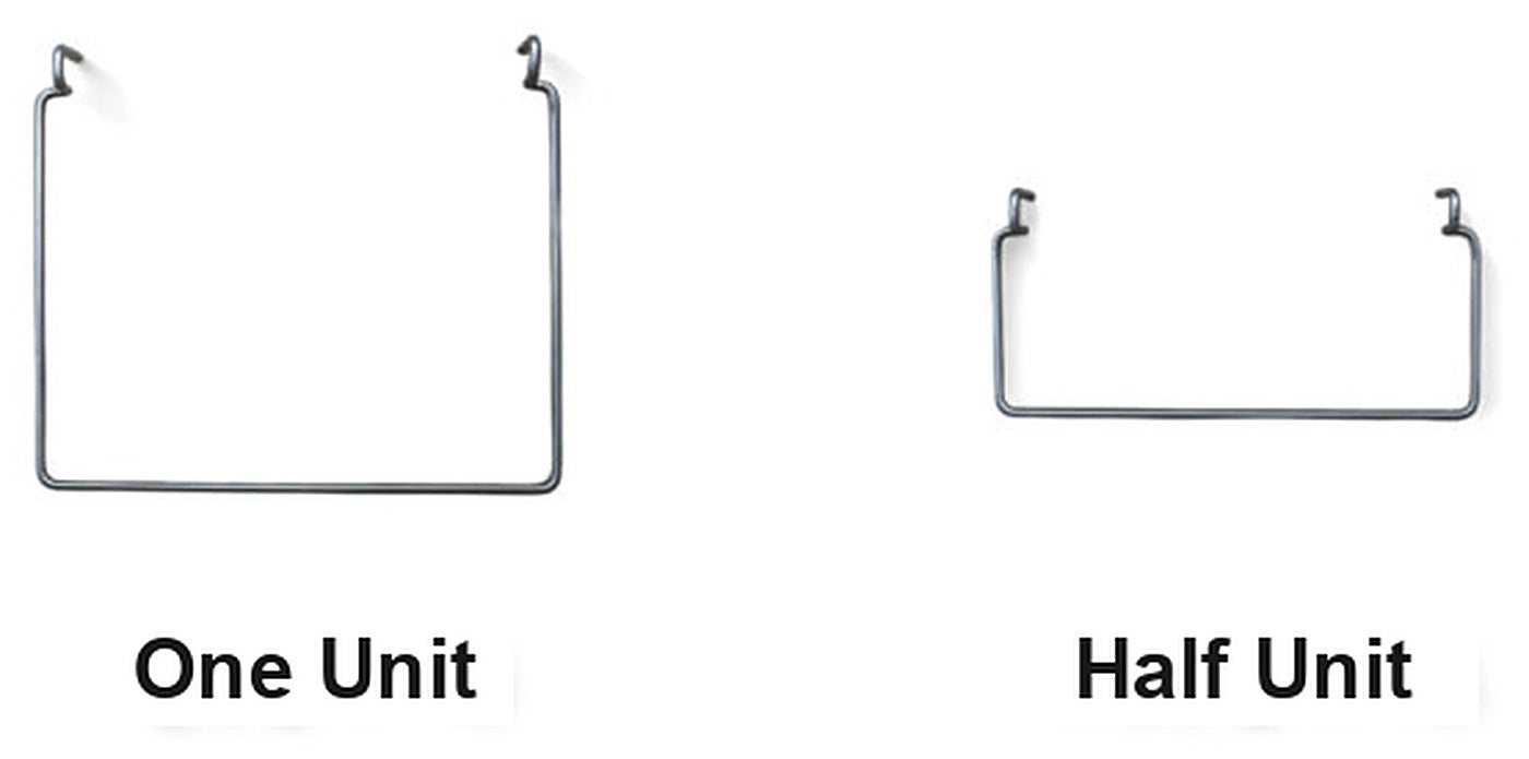 One Unit and Half Unit side hangers side by side, labelled by size.