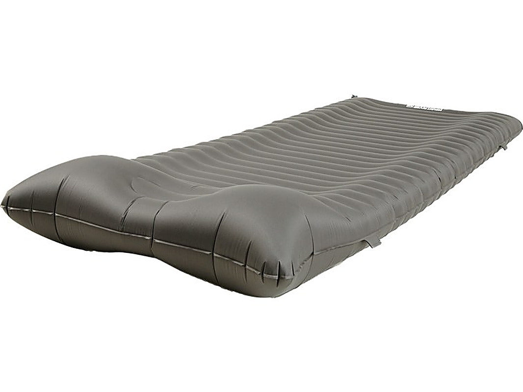 The pad in Dark Gray with its inflatable head-end pillow and recessed head cradle inflated.