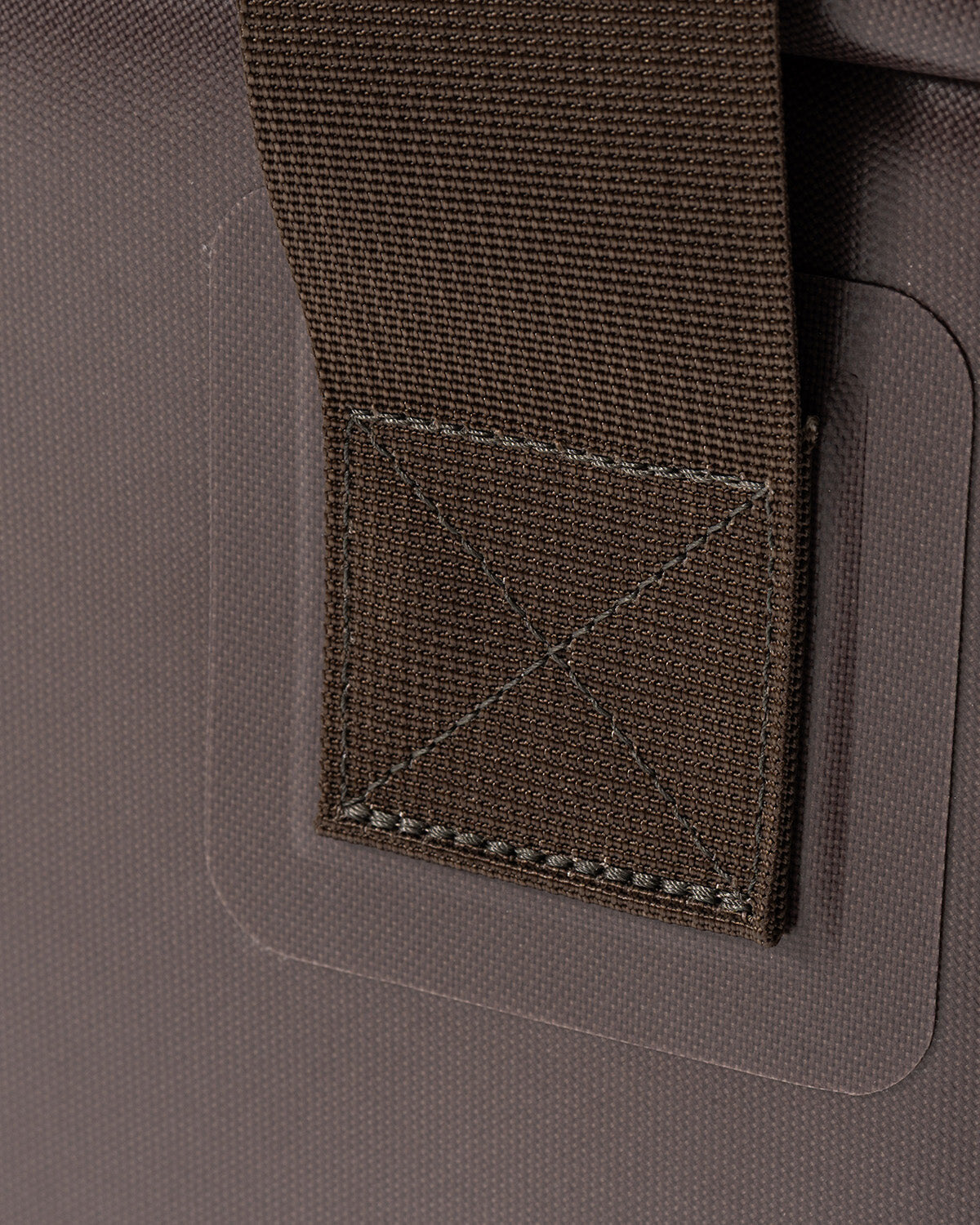 Soft Cooler 47, Tan, close-up of the handle reinforcement stitching
