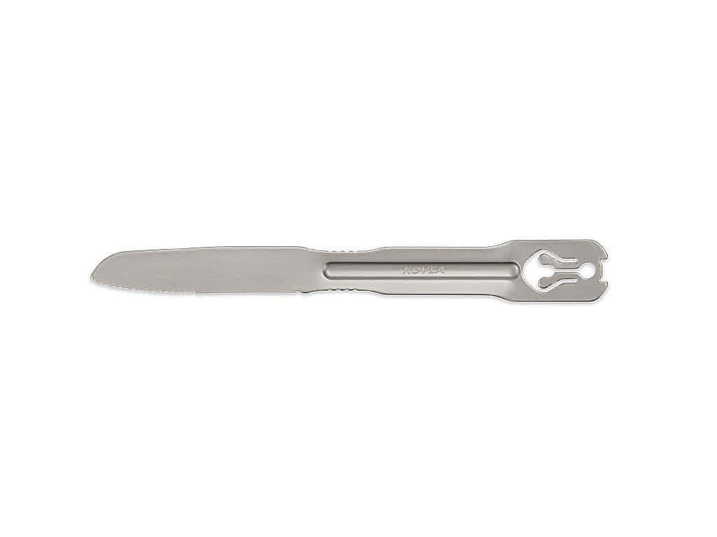 Close-up of the serrated knife blade
