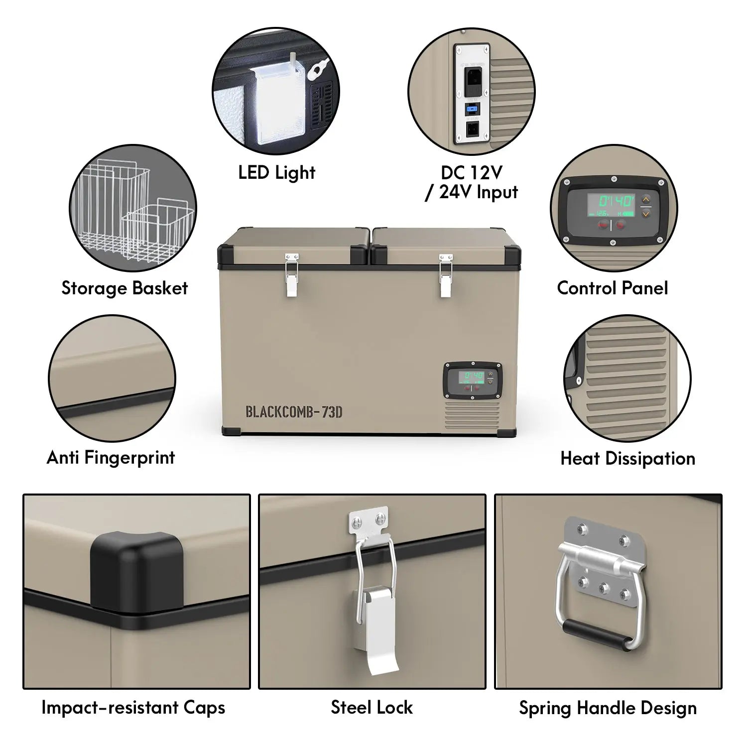 BLACKCOMB-73D] 73L Dual Zone Portable Fridge Freezer - BIGTENT