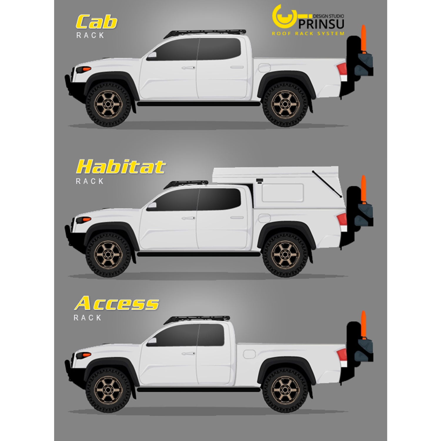 [TOYOTA TACOMA PRINSU TOP RACK] 2005-2022  Short Bed
